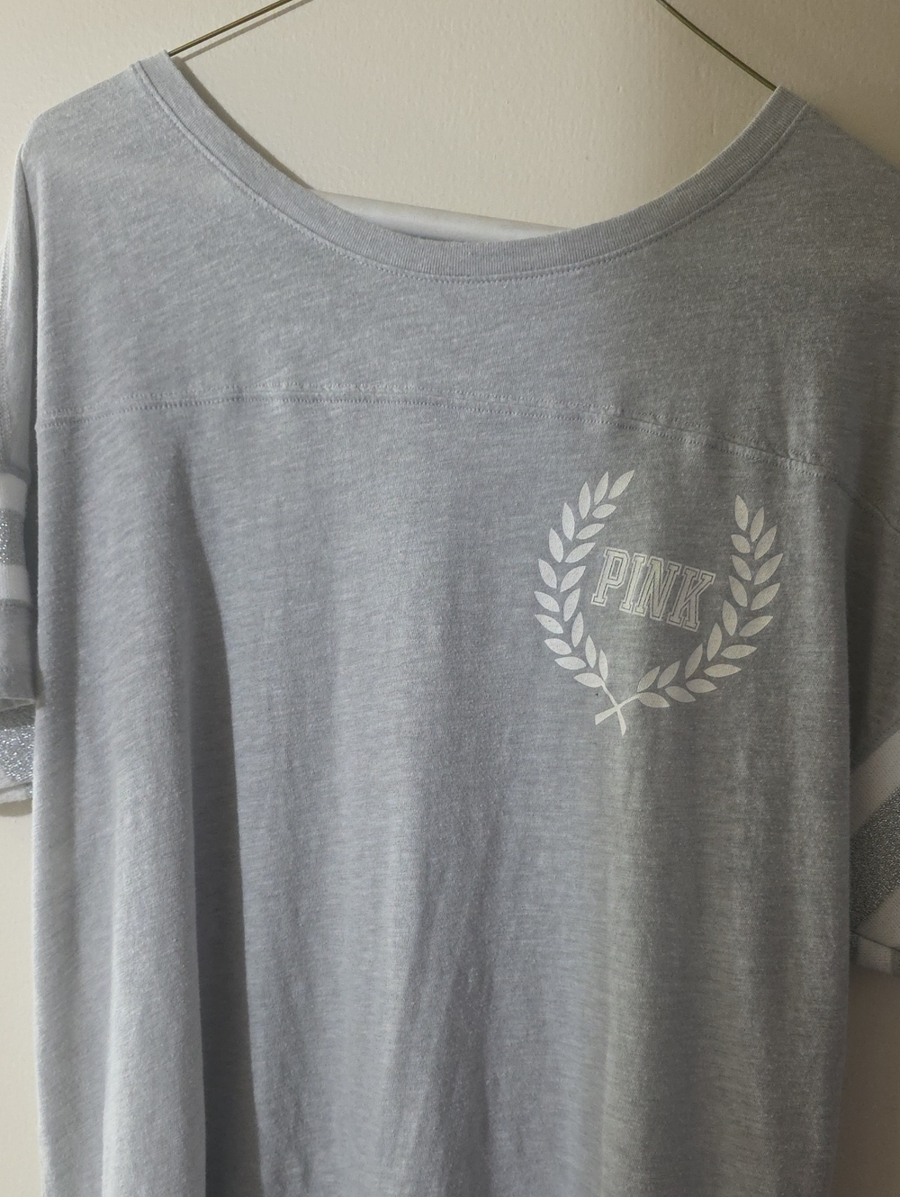 Victoria's Secret PINK Light Gray Tee with Black Logo
